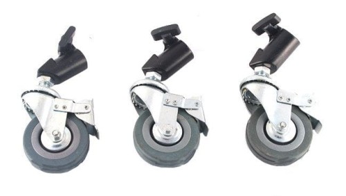 Kółka do statywu  -komplet trzech kół do statywów średnica nogi 22 mm