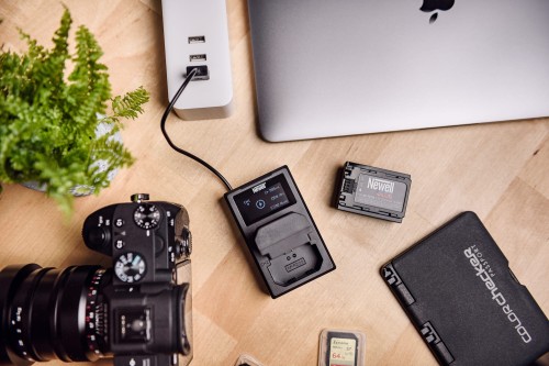 Ładowarka dwukanałowa z wyświetlaczem Newell FDL-USB-C do akumulatorów LP-E6 Canon