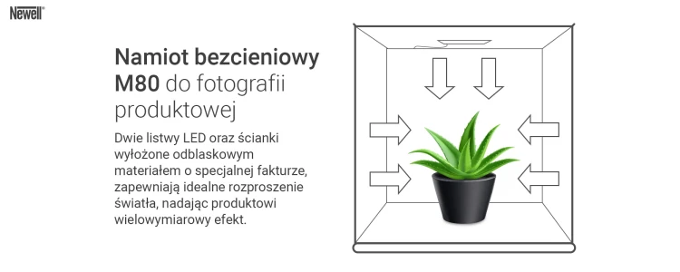Namiot bezcieniowy 80cm z oświetleniem Newell M80 II