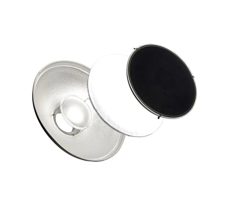 Beauty dish srebrny 42cm, plaster miodu,  dyfuzor. mocowanie Bowens