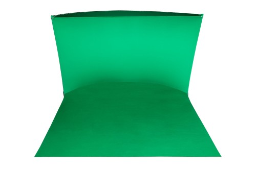 Panoramiczne tło zielone Chromakey ze składaną ramą 4 x 2,5m Fotoamigo
