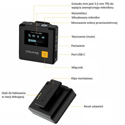 Zestaw mikrofonów bezprzewodowych 7Ryms Iray DW20 PRO (mini jack 3,5mm)