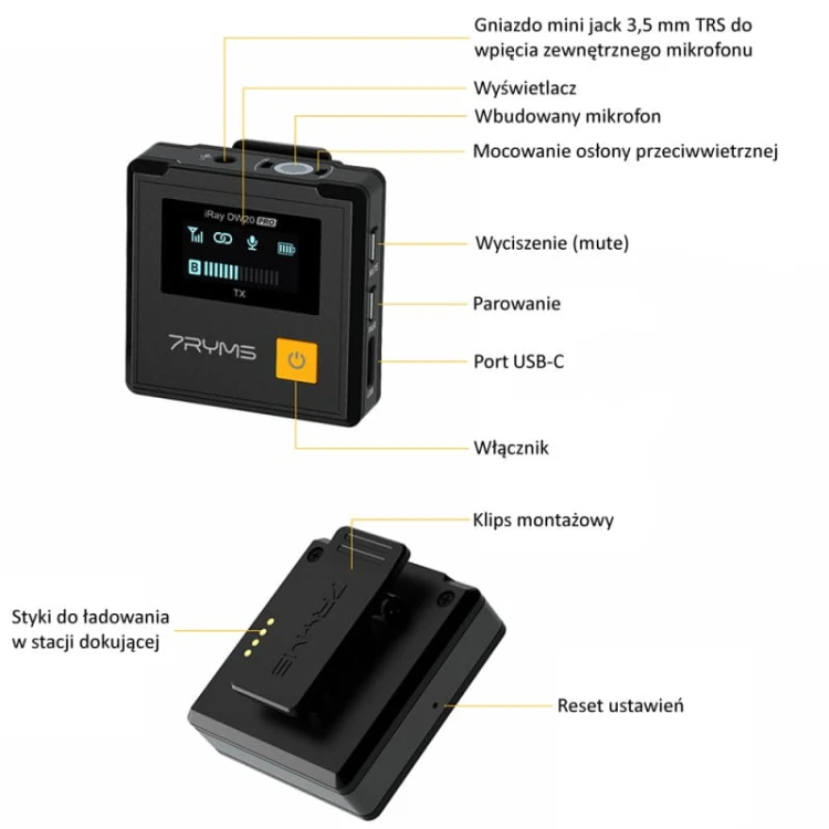 Zestaw mikrofonów bezprzewodowych 7Ryms Iray DW20 PRO (mini jack 3,5mm)