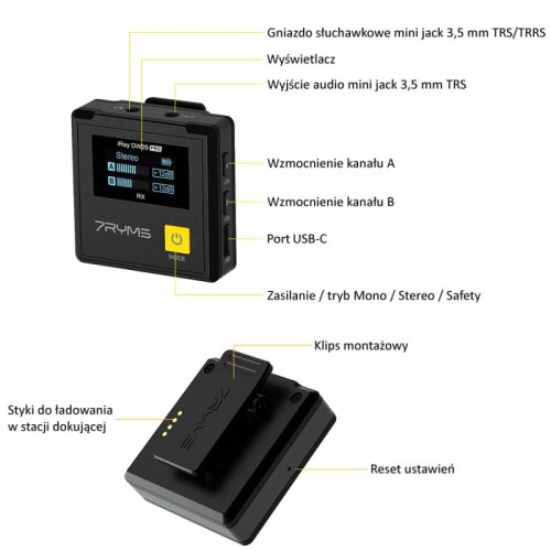 Zestaw mikrofonów bezprzewodowych 7Ryms Iray DW20 PRO (mini jack 3,5mm)