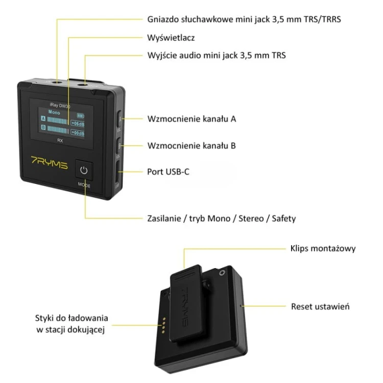 Zestaw mikrofonów bezprzewodowych 7Ryms Iray DW30 (mini jack 3,5mm)
