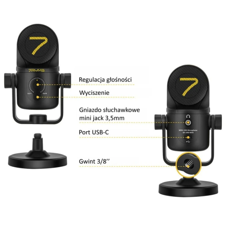 Mikrofon pojemnościowy 7Ryms SR-USB MINI ( USB-C/USB-A )