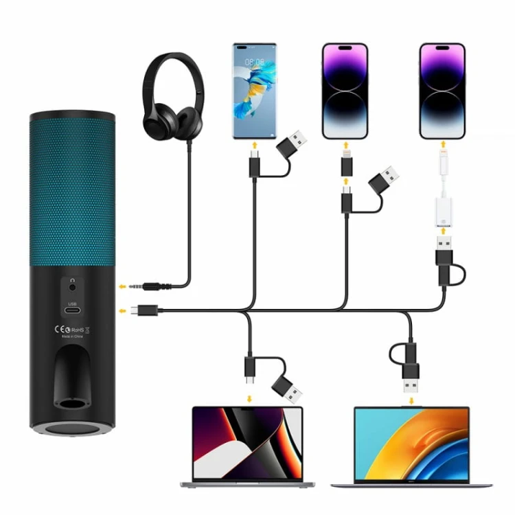 Mikrofon pojemnościowy 7Ryms SR-AT10 ( USB-C/USB-A ) czarny