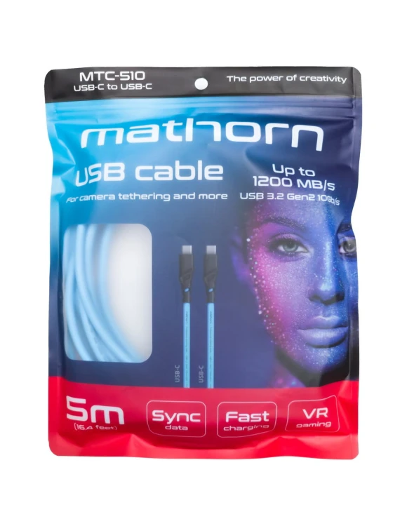 Kabel do tetheringu Mathorn MTC-510 5m USB C - USB C ArcticBlue