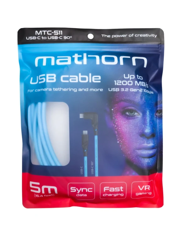 Kabel do tetheringu Mathorn MTC-511 5m USB C - USB C90 ArcticBlue