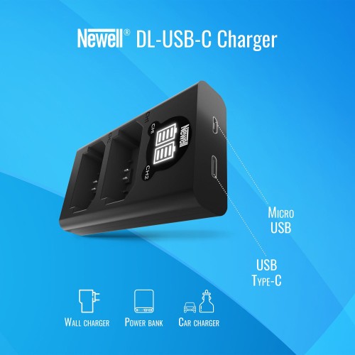 Ładowarka dwukanałowa Newell DL-USB-C do akumulatorów DMW-BLJ31 Panasonic S1