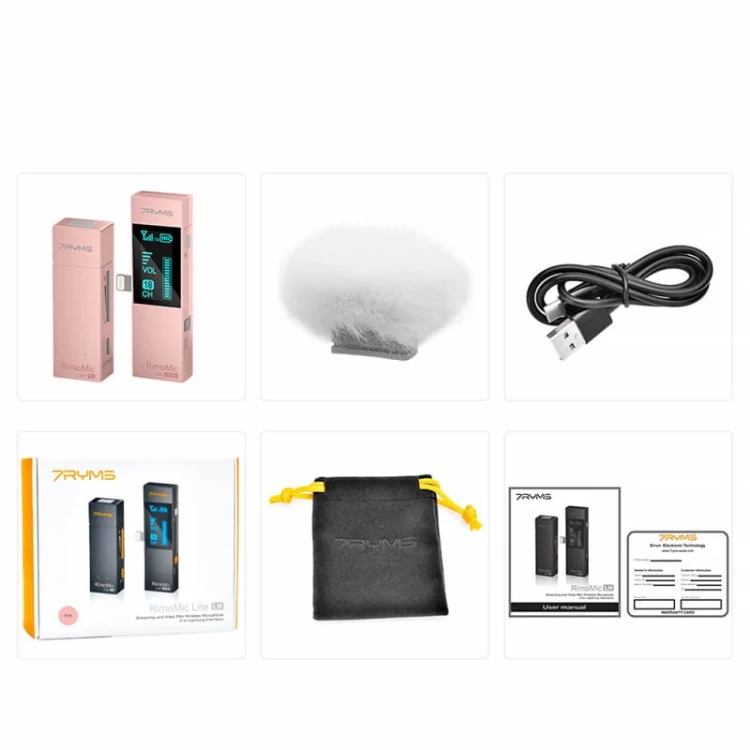 Mikrofon bezprzewodowy 7Ryms Rimomic Lite ( Iphone/Ipad )różowy