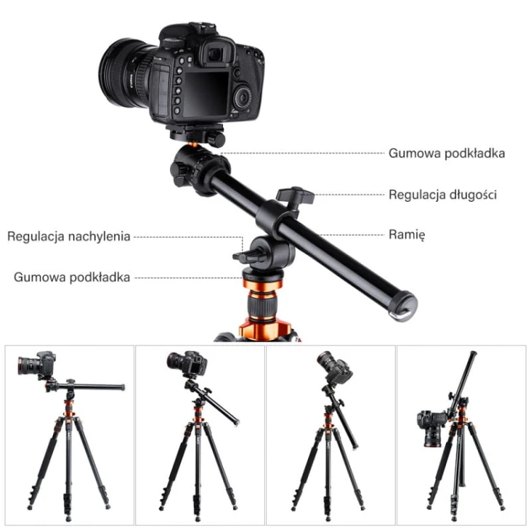Statyw fotograficzny 230cm K&F Concept K234A7 z ramieniem