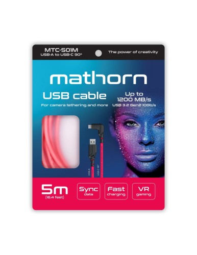 Kabel do tetheringu Mathorn MTC-501M 5m USB A-USB C Magenta