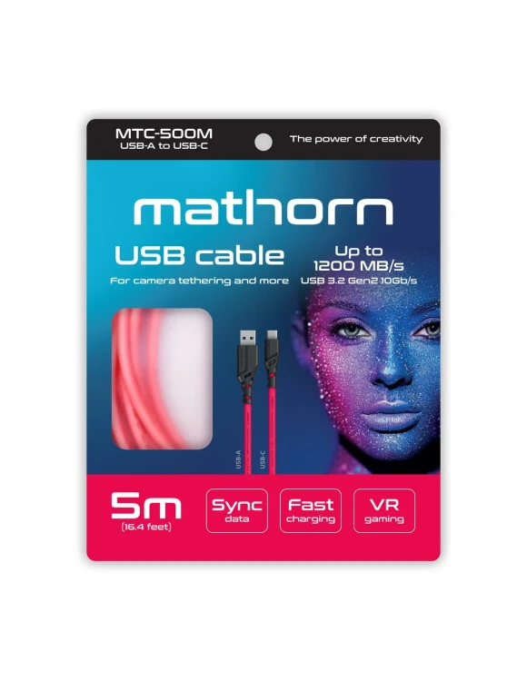 Kabel do tetheringu Mathorn MTC-500M 5m USB A-USB C Magenta