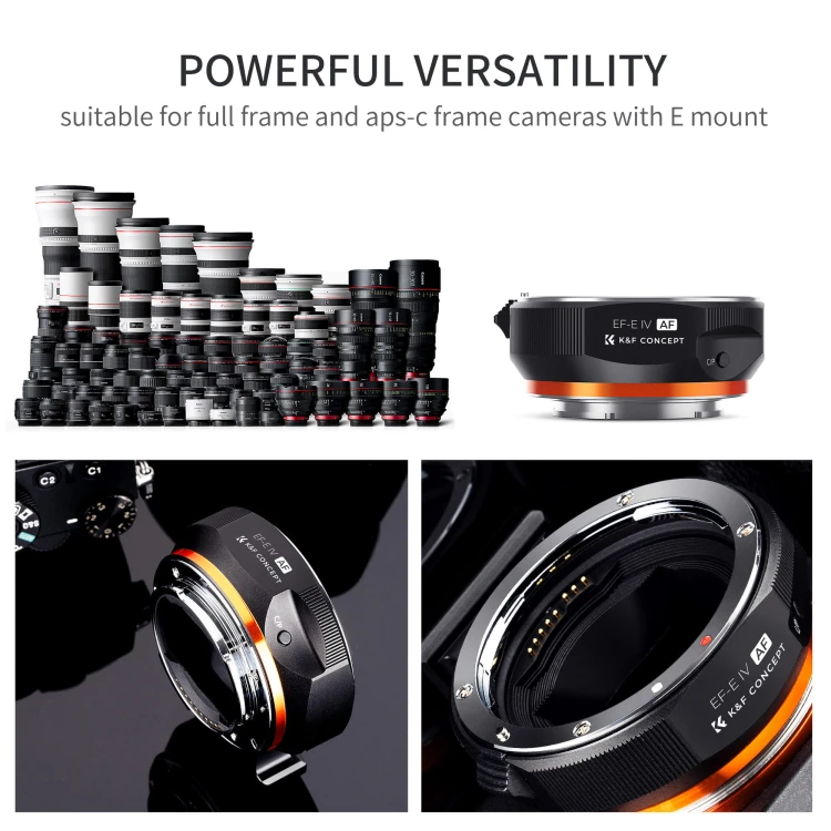 Adapter bagnetowy K&F Concept EF-E IV - Canon EF (obiektyw) - Sony E (body)