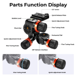 Głowica 3D z przekładnią zebątą K&F Concept GD3W