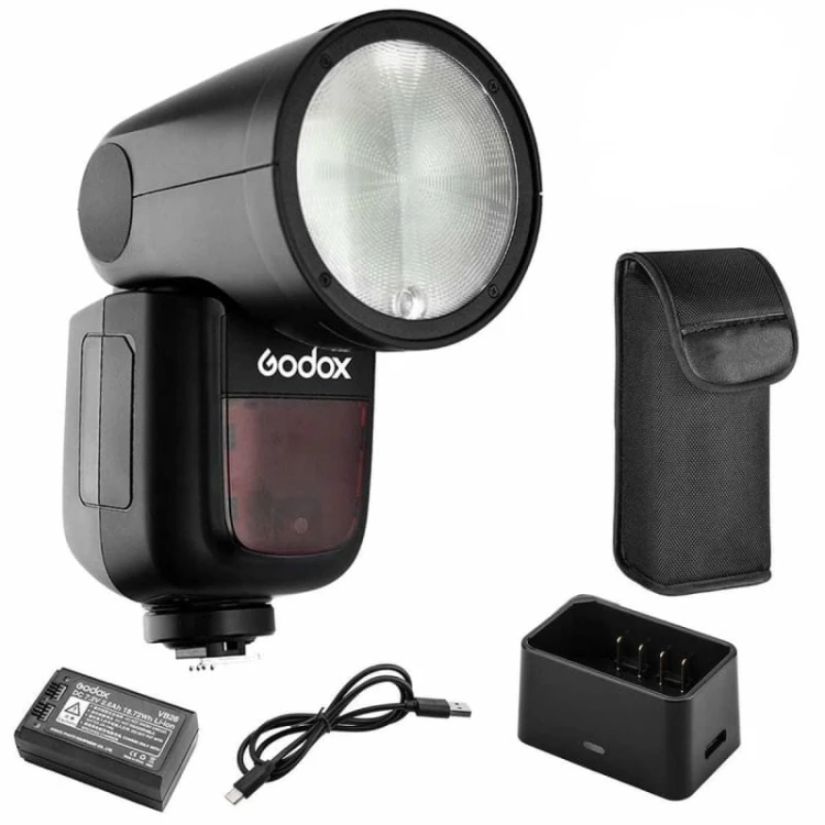 Quadralite Stroboss V1godox v1strobos v1 nikon stroboss v1 nikon strobos v1lampa do nikona okrągłalampa z okrągłym palnikiem
