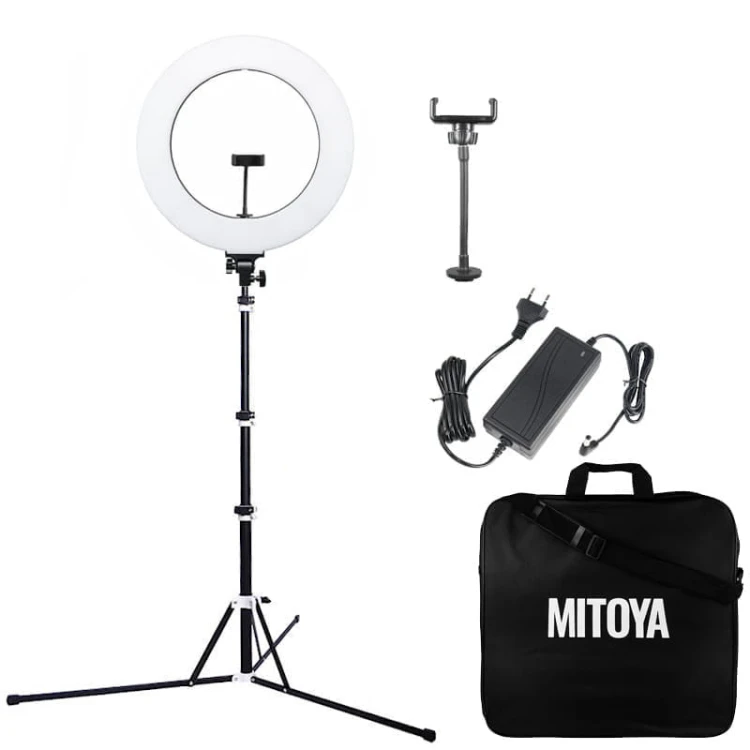 Lampa pierścieniowa Mitoya LED RL-480 z regulacją mocy i temperatury barwowej + statyw 185cm