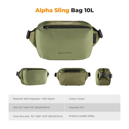 Torba fotograficzna K&F Concept Alpha Sling Bag - 10 l - zielona