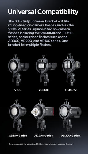 Godox S3 holder uchwyt z mocowaniem Bowens do lamp V1, V1Pro, V100, AD100, AD200, AD300