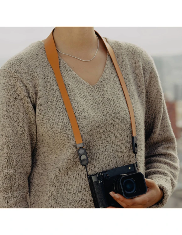 Skórzany pasek Peak Design Form Leather Camera Strap Short Amber - bursztynowy
