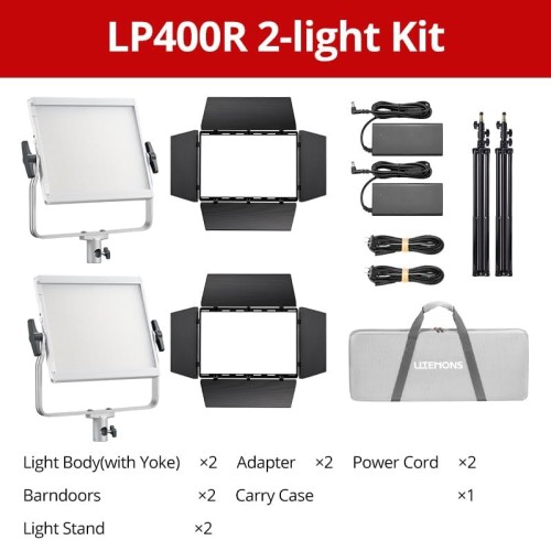 Zestaw oświetleniowy LED Godox Litemons LP400Bi Bicolor 2 panele ze statywami i walizką