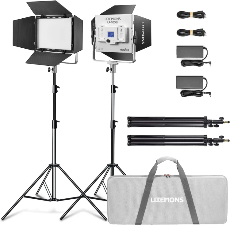 Zestaw oświetleniowy LED Godox Litemons LP400Bi Bicolor 2 panele ze statywami i walizką