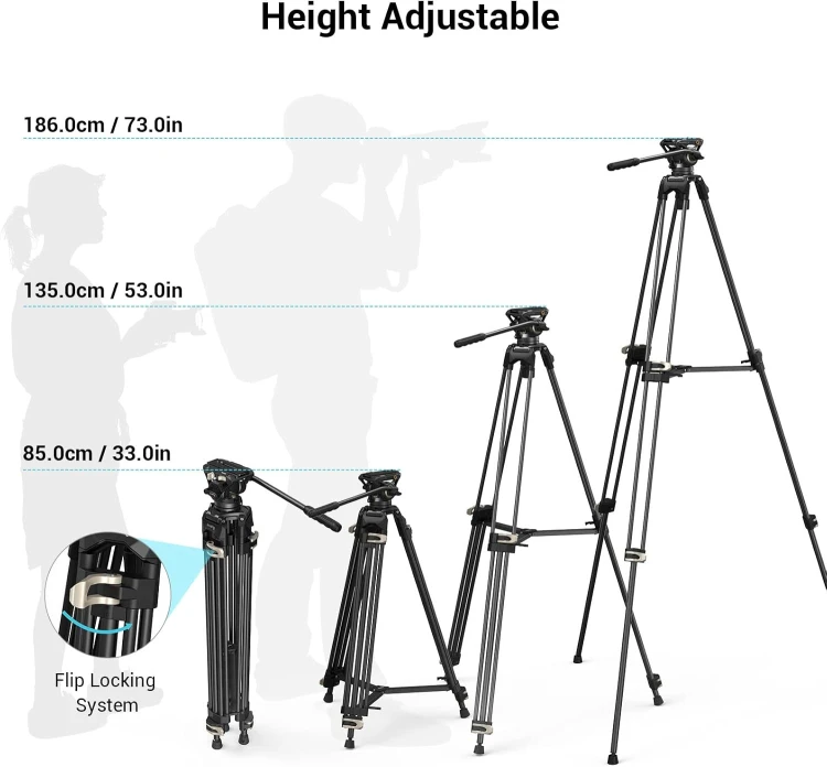 Wysoki statyw video SmallRig 3751 Heavy-Duty z olejową głowicą AD-01