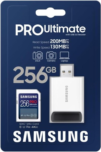 Karta pamięci Samsung PRO Ultimate SDXC 256GB UHS-I U3  + czytnik 
