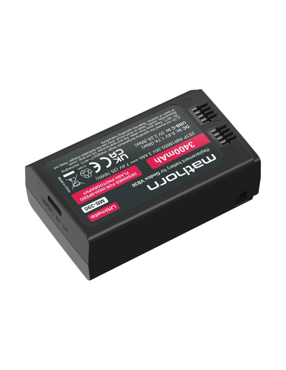 Mathorn MB-390 Ultimate 3400mAh USB-C zamiennik Godox VB30 i VB26 do lamp V1, V1 PRO, V100