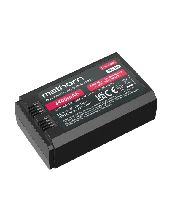 Mathorn MB-390 Ultimate 3400mAh USB-C zamiennik Godox VB30 i VB26 do lamp V1, V1 PRO, V100