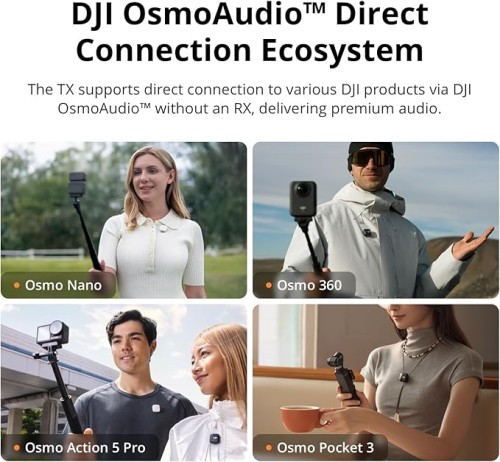 MIkrofon bezprzewodowy DJI Mini (2TX, 1TX) + etui ładujące, do telefonu, IPhone'a, Androida, kamery