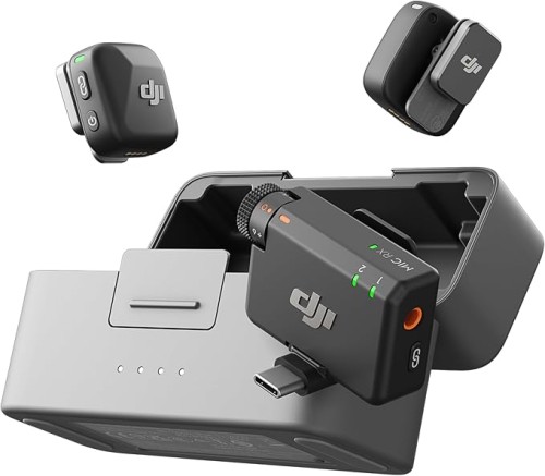MIkrofon bezprzewodowy DJI Mini (2TX, 1TX) + etui ładujące, do telefonu, IPhone'a, Androida, kamery