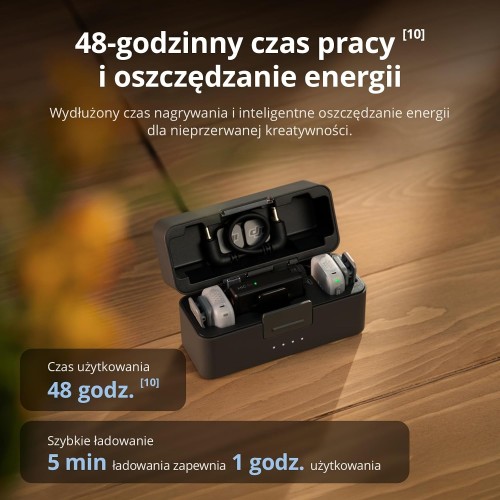 MIkrofon bezprzewodowy DJI Mini 2 (2TX, 1TX) + etui ładujące do iPhone 17/16/15, Android, tabletów