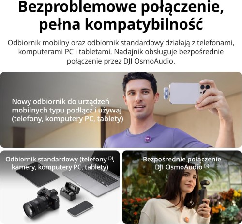 MIkrofon bezprzewodowy DJI Mini 2 (2TX, 1TX) + etui ładujące do iPhone 17/16/15, Android, tabletów