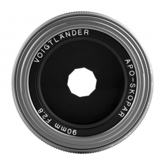 Obiektyw Voigtlander APO Skopar 90 mm f/2,8 do Leica M - srebrny od strony przedniej soczewki