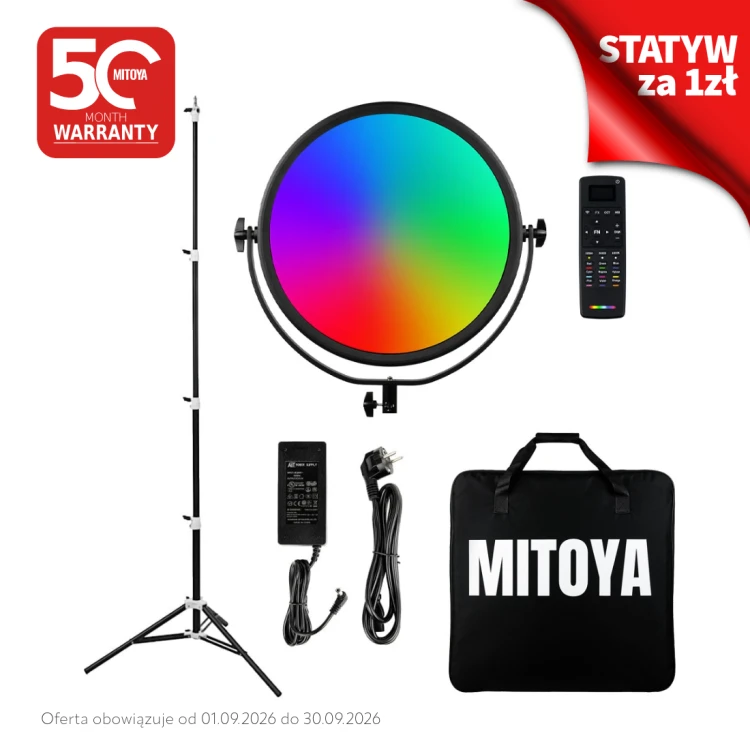 Okrągła lampa LED Mitoya Sun 70W RGB + statyw Penguin za 1zł