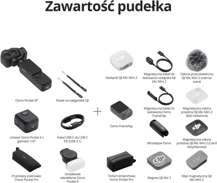 Kamera z gimbalem DJI Osmo Pocket 4P Vlog Combo