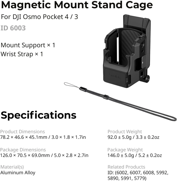 Statyw, uchwyt magnetyczny do kamery DJI Osmo Pocket 3, 4, 4P z Arca Swiss