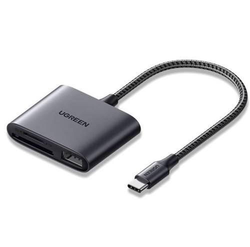 Czytnik kart UGREEN CM387 USB-C SD/microSD + USB (czarny)