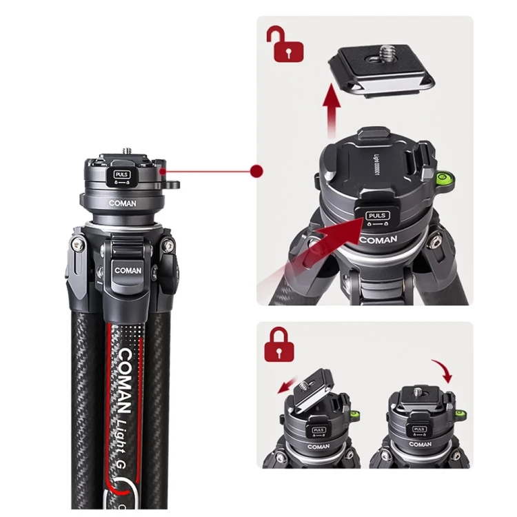 COMAN Light-W Statyw fotograficzny 158cm karbonowy szary