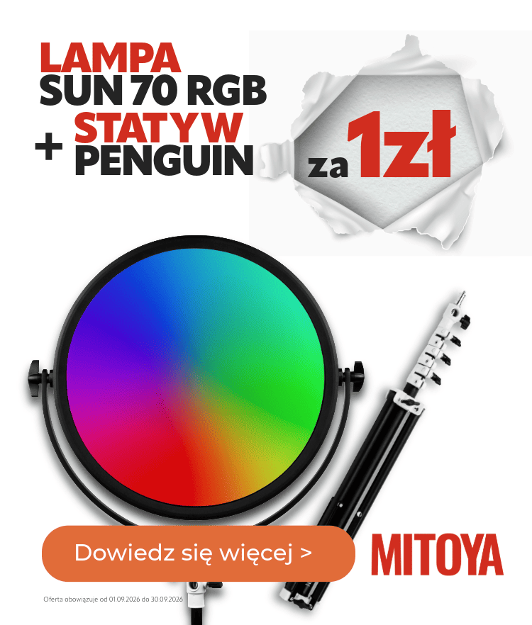 promocja, lampa mitoya sun rgb 70w plus statyw pingwin za 1zł